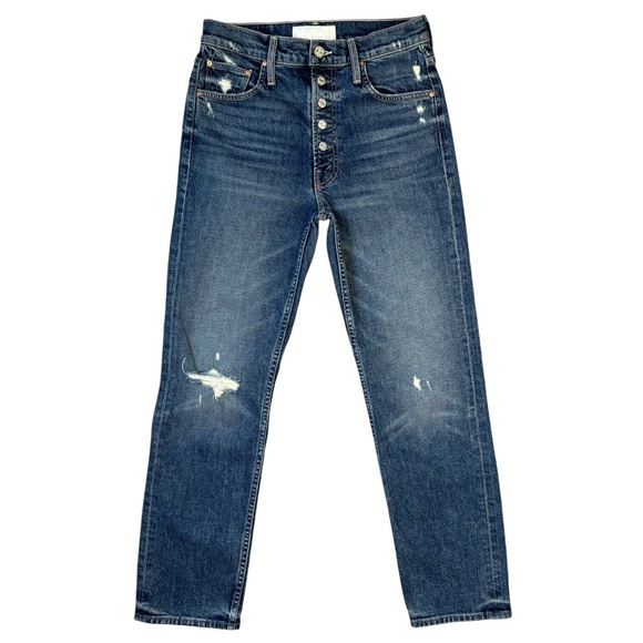 MOTHER Denim - Mother Denim Pixie Tomcat Ankle High Rise Straight Leg Destroyed Women's Size 27